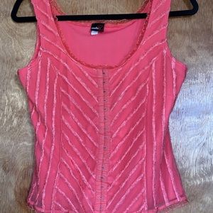 Pink Corset Style Hook and Eye Top
